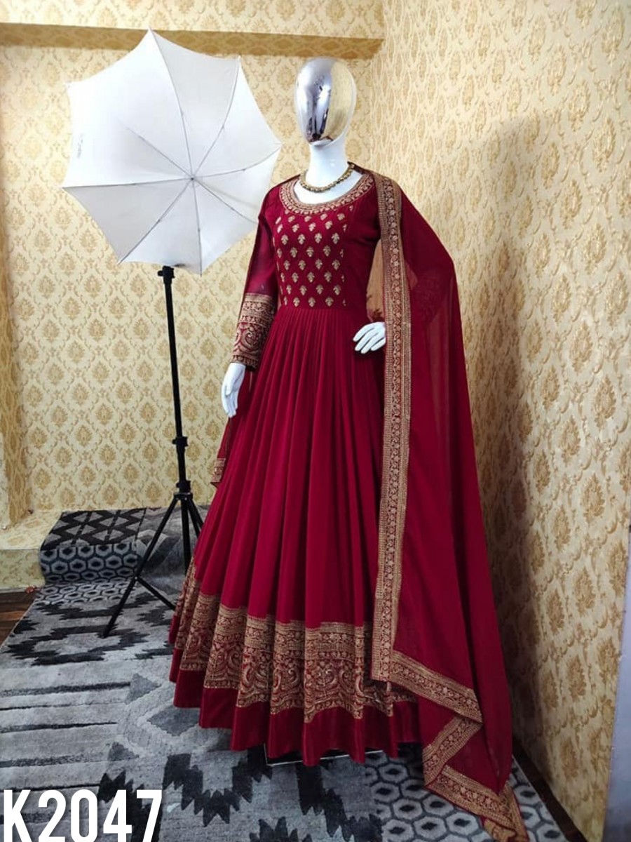 DESIGNER GOWN WITH EMBROIDERY WORK K2047