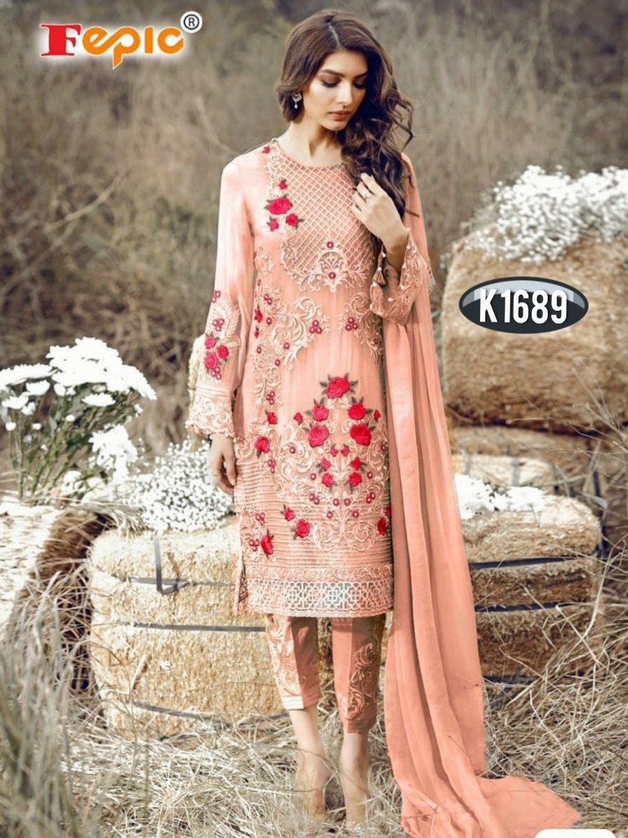 DESIGNER HEAVY GEORGETTE SUIT WITH EMBROIDERY WORK K1689